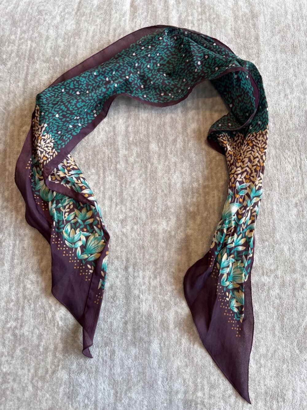 Small Floral Scarf Purse Handle Wrap Purple Green